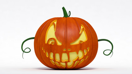 halloween, pumpkin jack-o-lantern evil smiling. 3d illustration