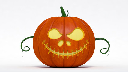 halloween, pumpkin jack-o-lantern evil smiling. 3d illustration