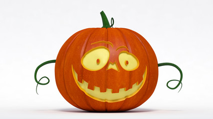 halloween, well pumpkin jack-o-lantern. 3d illustration