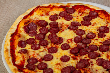 Pizza with sausages