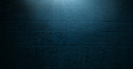 Vignette and light on blue brick wall background