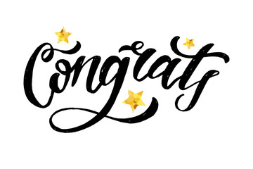 Obraz premium Congrats lettering Calligraphy Brush Text Holiday Vector Sticker gold