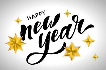 New Year Christmas lettering Calligraphy Brush Text Holiday Sticker gold