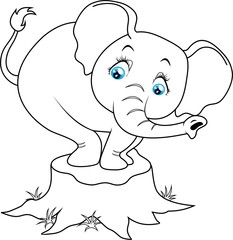 Cute baby elephant cartoon. Illustration on white background