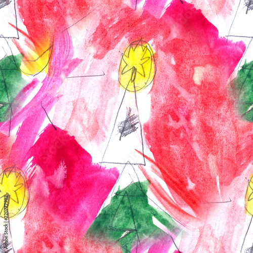 Seamless Abstract Hand Drawn Watercolor Pattern In A