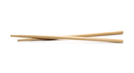 Asian wooden chopsticks isolated on white background