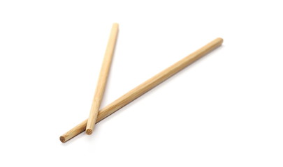 Asian wooden chopsticks isolated on white background