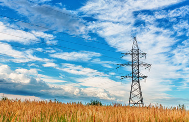 High voltage line and blue sky