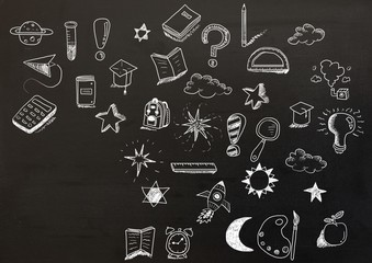Education drawing on blackboard for school