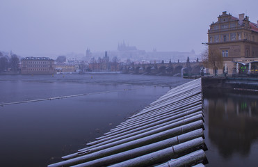 Winter in Prague. Cityscape of Prague old town, Czech Republic, Europe