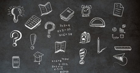 Education drawing on blackboard for school