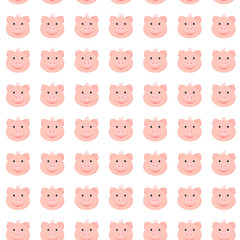 Vector Illustration. Cartoon funny pig pattern. Seamless pattern with pig