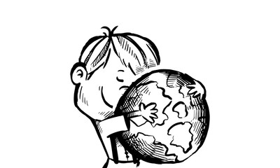 Boy Hugging Earth