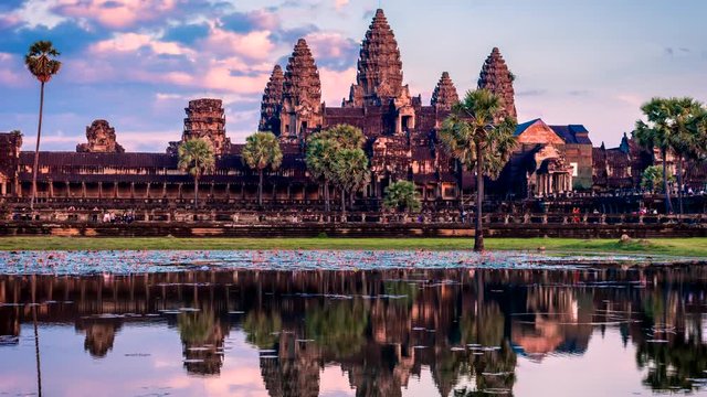 Timelapse of Cambodia landmark Angkor Wat