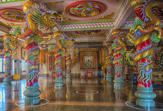 Chinese temple art in Ang Sila, Chonburi, Thailand also known as Wihan Thep Sathit Phra Kitti Chaloem / Chinese temple in Ang Sila, Chonburi, Thailand/Chinese temple in Ang Sila, Chonburi, Thailand