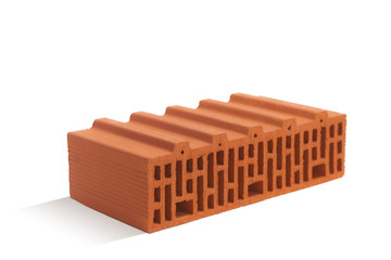 red brick (brick block) on a white background.