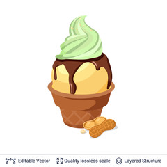 Ice cream refreshing dessert isolated on white.