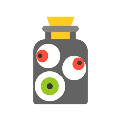 eye ball in jar, black magic Halloween related icon in flat design