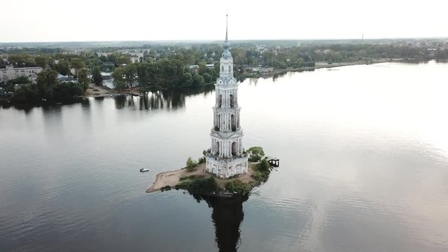 Flooded Belfry of St. Nicholas Cathedral in Kalyazin