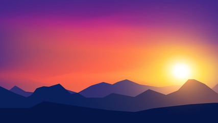 Vector polygonal landscape illustration - flat design