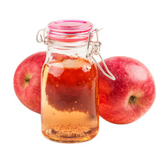 Homemade apple cider and fresh fruits