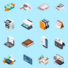 Accounting Tax Isometric Icons 