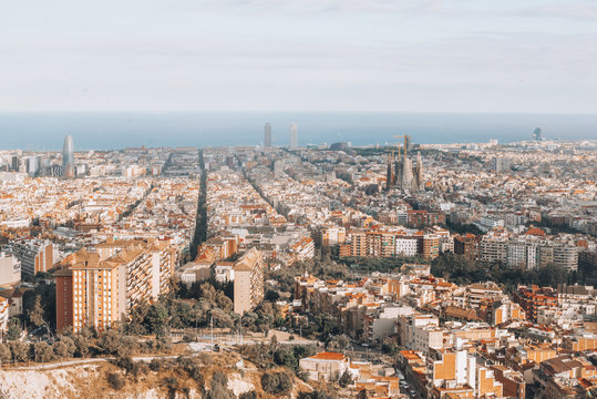 Panoramic view of the city of Barcelona from the Carmel's bunkers