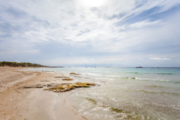 Obraz premium IBIZA, SPAIN - OCTOBER 10, 2014: Panoramic view of Ibiza beach near Pacha, Ibiza island