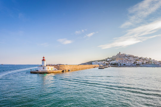 View of ibiza lighthouse from sea, Ibiza, Balearic Island
