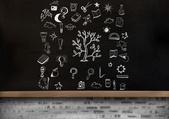 Education drawing on blackboard for school