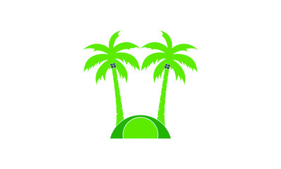 Green coconut tree logo