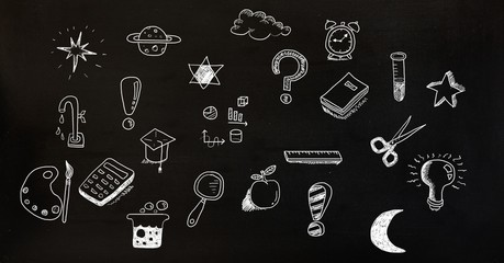 Education drawing on blackboard for school