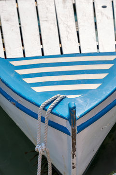 Blue and White Prow of a Rowing Boat