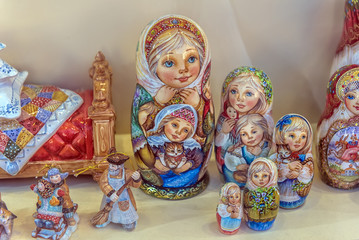 Nested dolls in the souvenir shop window