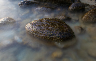 Rcks in sea long exposure