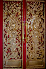 Fototapeta na wymiar Carved wood Thai Pattern