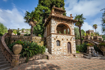 Fototapeta na wymiar Ancient public Garden of Villa Comunale in Taormina, Sicily, Italy