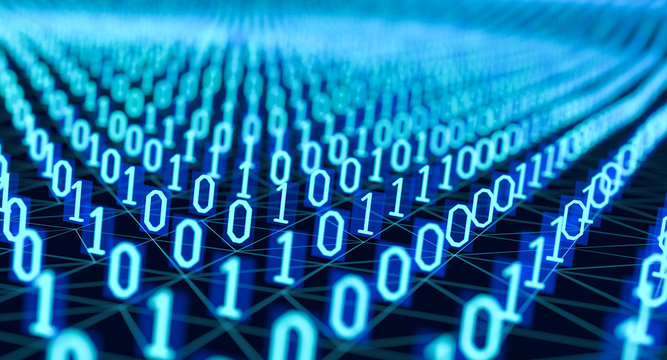 3D Illustration Digital ein und null