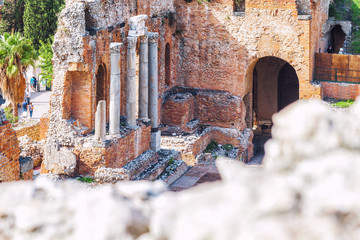 Ruins of the Greek Theater of Taormina, Sicily, Italy
