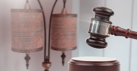 Gavel and antique lamps auction