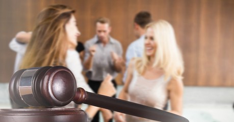 Gavel and people in courtroom