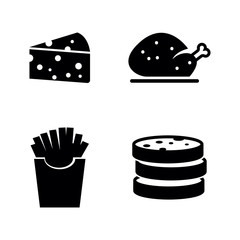 Fast Food. Simple Related Vector Icons Set for Video, Mobile Apps, Web Sites, Print Projects and Your Design. Fast Food icon Black Flat Illustration on White Background.