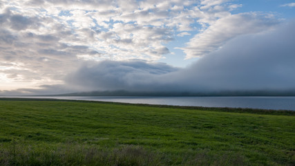 Clouds over Icelandic fjord