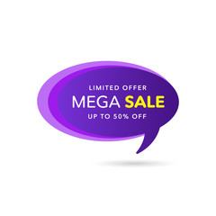 Sale Discount Banner. Discount offer price tag. Special offer sale purple label. Vector Modern Sticker Illustration. Isolated Background