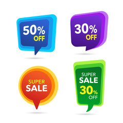 Sale Discount Banner. Discount offer price tag. Special offer sale purple, blue, green, yellow label. Vector Modern Sticker Illustration set. Isolated Background