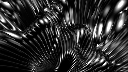 Black stylish metallic black background with lines and waves. 3d illustration, 3d rendering.