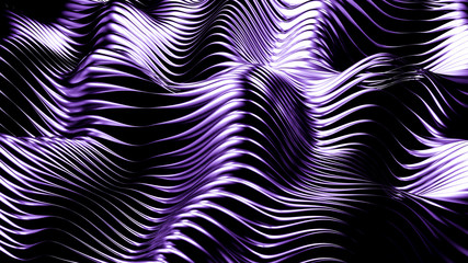 Stylish metallic purple black background with lines and waves. 3d illustration, 3d rendering.