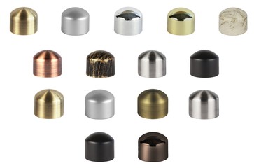 Tips for curtain poles on a white background. Ending for curtain eaves. Finials for curtain cornices.