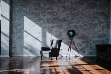 Style. Interior. Furniture design. Chair. Rest area. lobby.Lamp. Loft style.