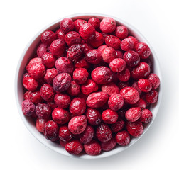 Bowl of freeze dried cranberries